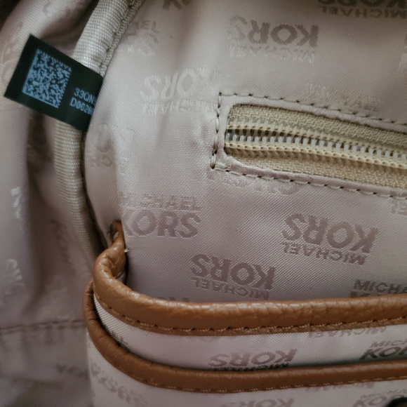 Michael Kors Brown Abbey Pebbled Leather Backpack - Picture 12 of 16